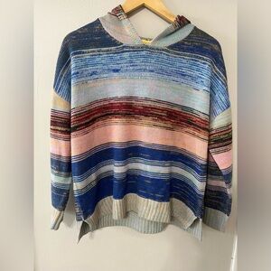 OVLA Boho Striped Hooded Knit Sweater XL Anthropologie Style